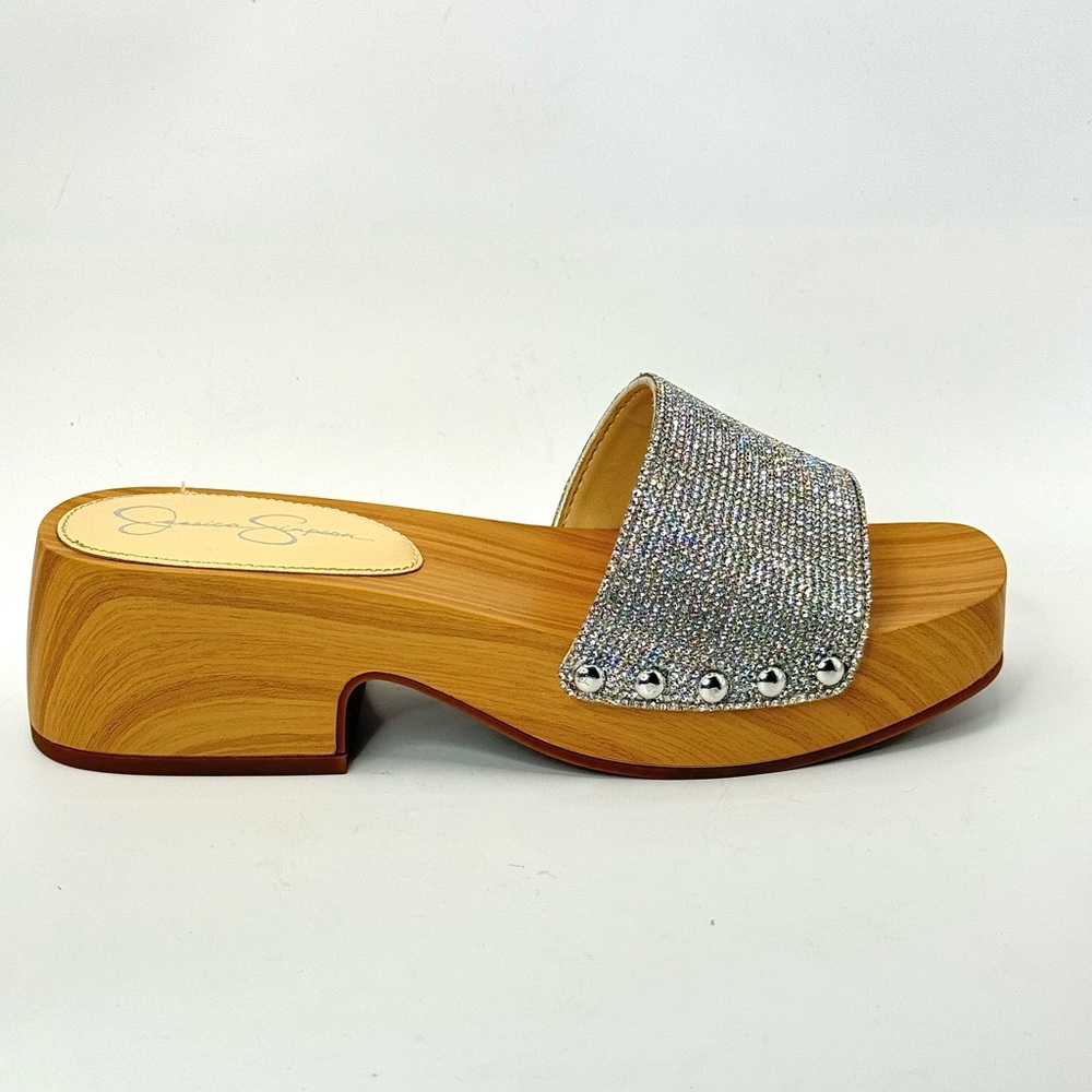 JESSICA SIMPSON JS-REXILE SILVER SHIMMER SAND SANDALS SIZE 6.5 M - NEW - Picture 4 of 11